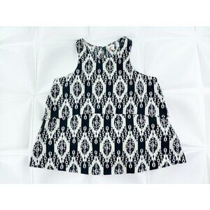 Francesca's Sz M Layered Black Contrast Aztec Print ikat Blouse Tank Top